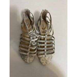 Sole Society Hally Snake Print Studded Flat Sandals Sz 8.5B